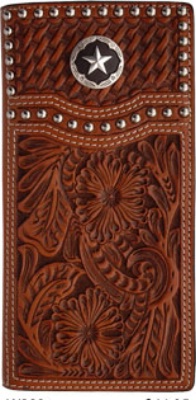 3D Belt Company W283 Tan Wallet with Basketweave Trim with Star Concho